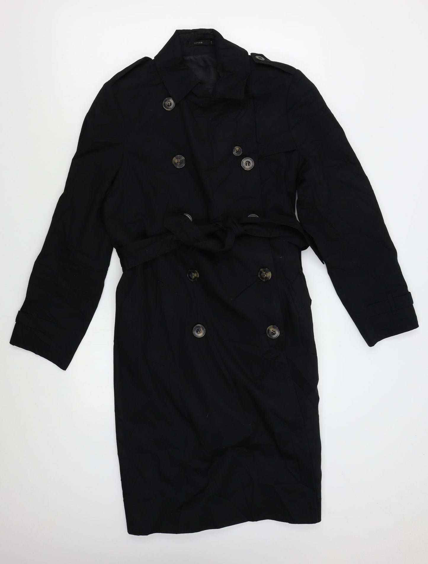 Linea Womens Black   Overcoat Coat Size 14