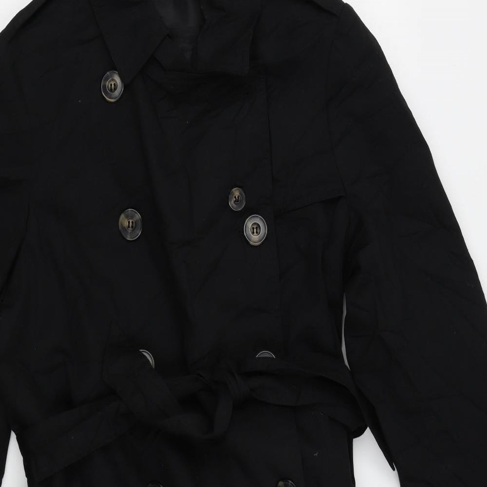 Linea Womens Black   Overcoat Coat Size 14
