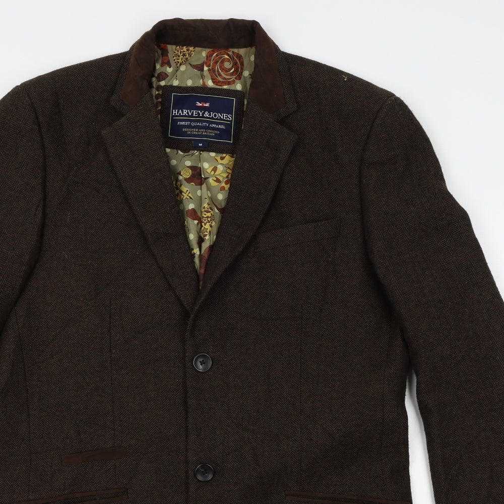 harvey & Jones Mens Brown   Overcoat Blazer Size M