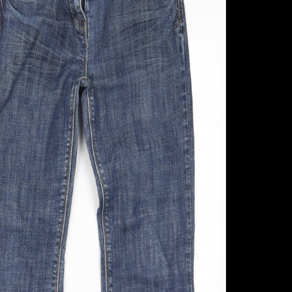 NEXT Womens Blue  Denim Bootcut Jeans Size 12 L27 in - Distressed Hem