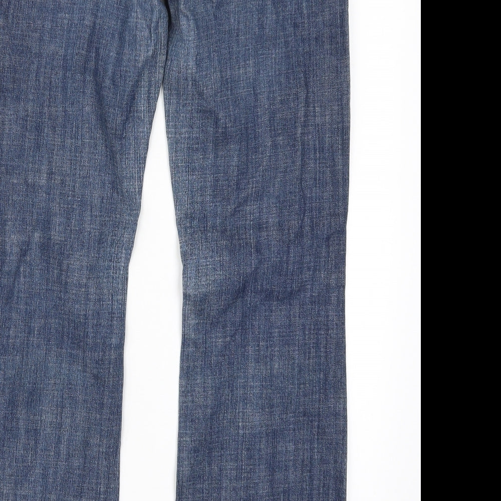NEXT Womens Blue  Denim Bootcut Jeans Size 12 L27 in - Distressed Hem