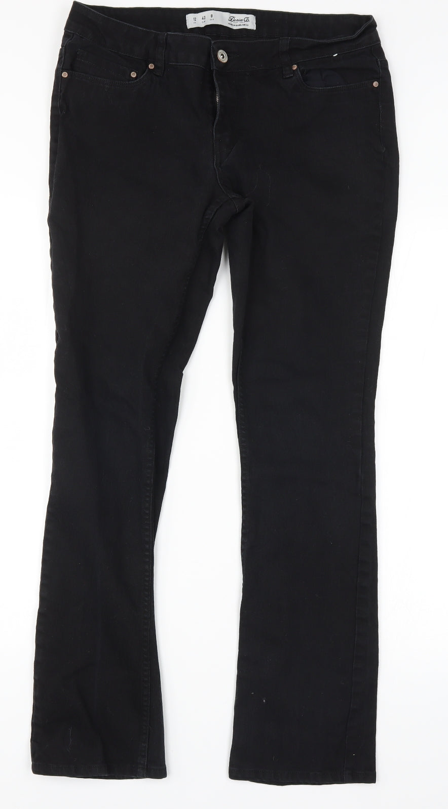 Denim Co Womens Black  Denim Straight Jeans Size 12 L29 in
