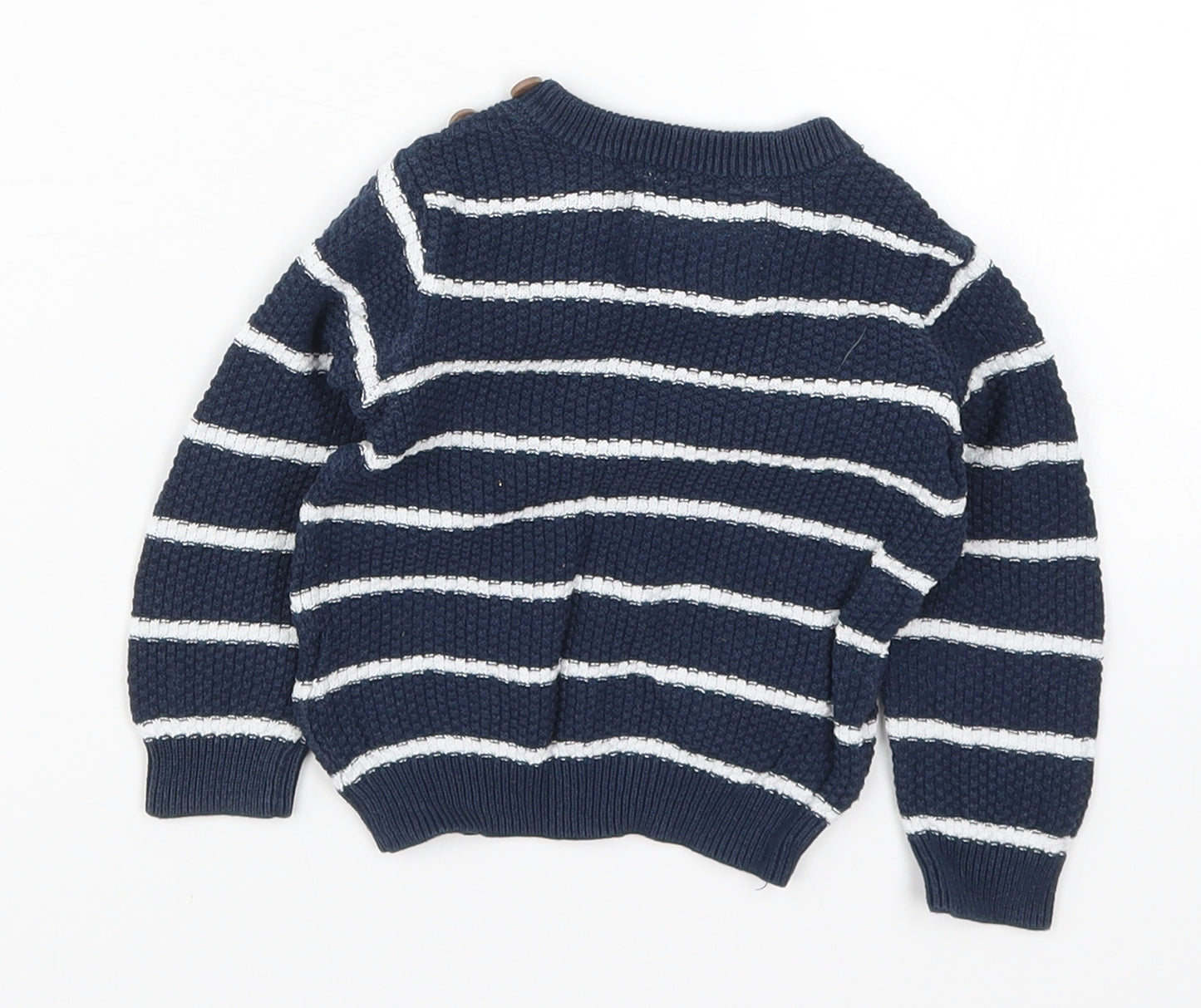 F&F Boys Blue Striped Knit Pullover Jumper Size 3-6 Months