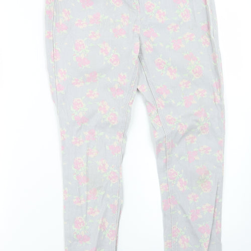 George Womens Grey Floral Denim Straight Jeans Size 10 L26.5 in