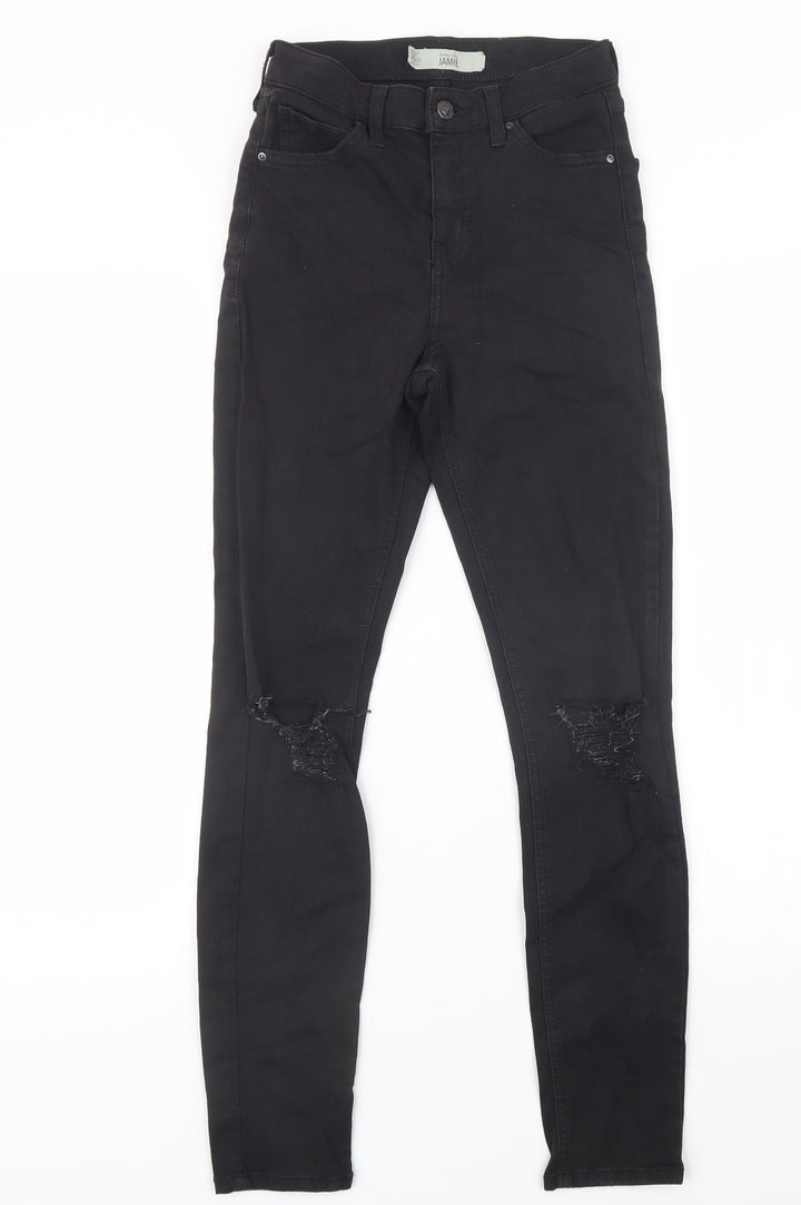 Topshop Womens Black Denim Straight Jeans Size 23 in L27 in