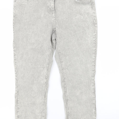 NEXT Womens Grey Striped Denim Cropped Jeans Size 10 L23 in