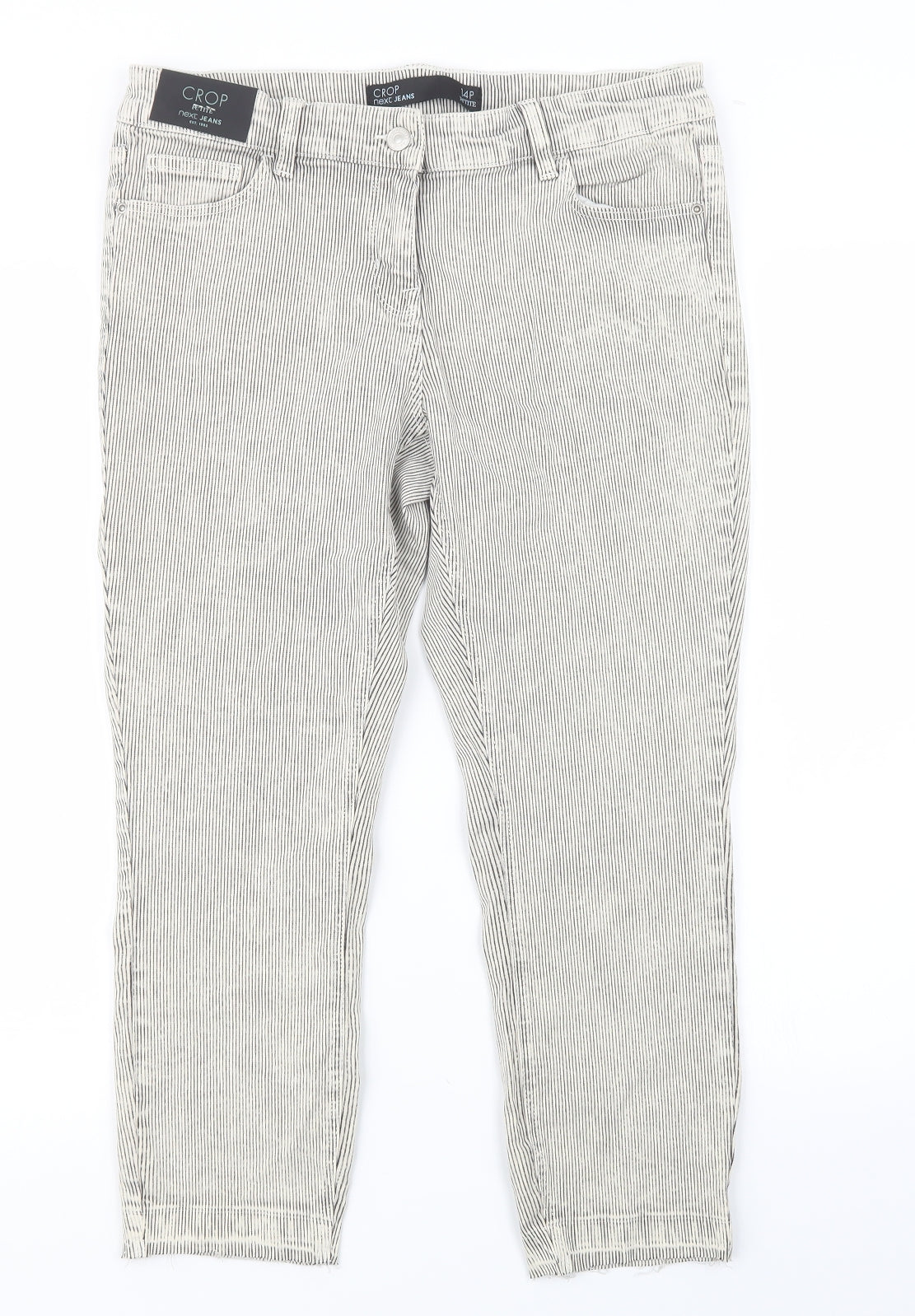 NEXT Womens Grey Striped Denim Cropped Jeans Size 10 L23 in