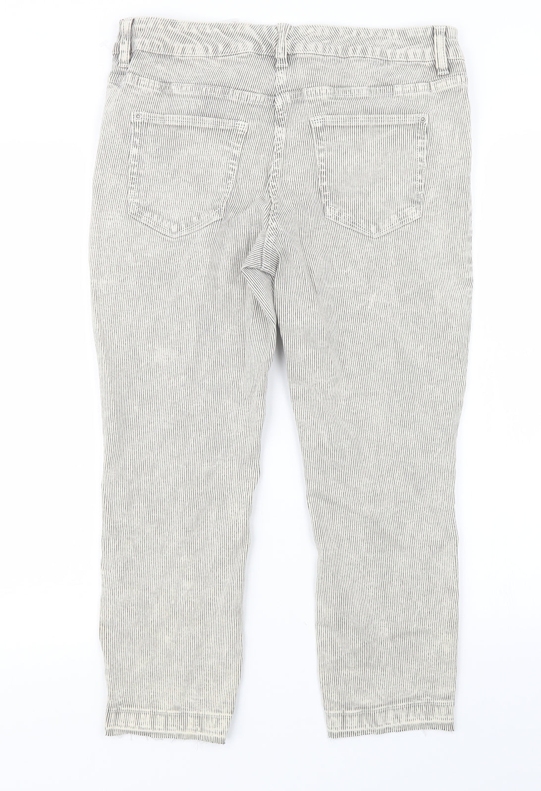 NEXT Womens Grey Striped Denim Cropped Jeans Size 10 L23 in