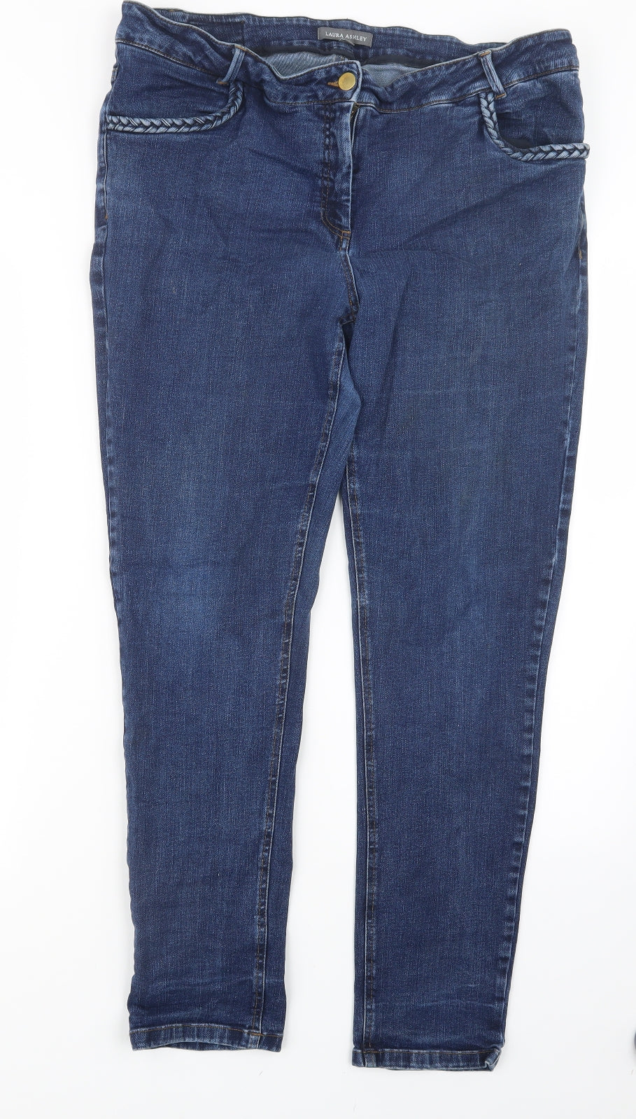 Laura Ashley Womens Blue  Denim Straight Jeans Size 18 L28 in
