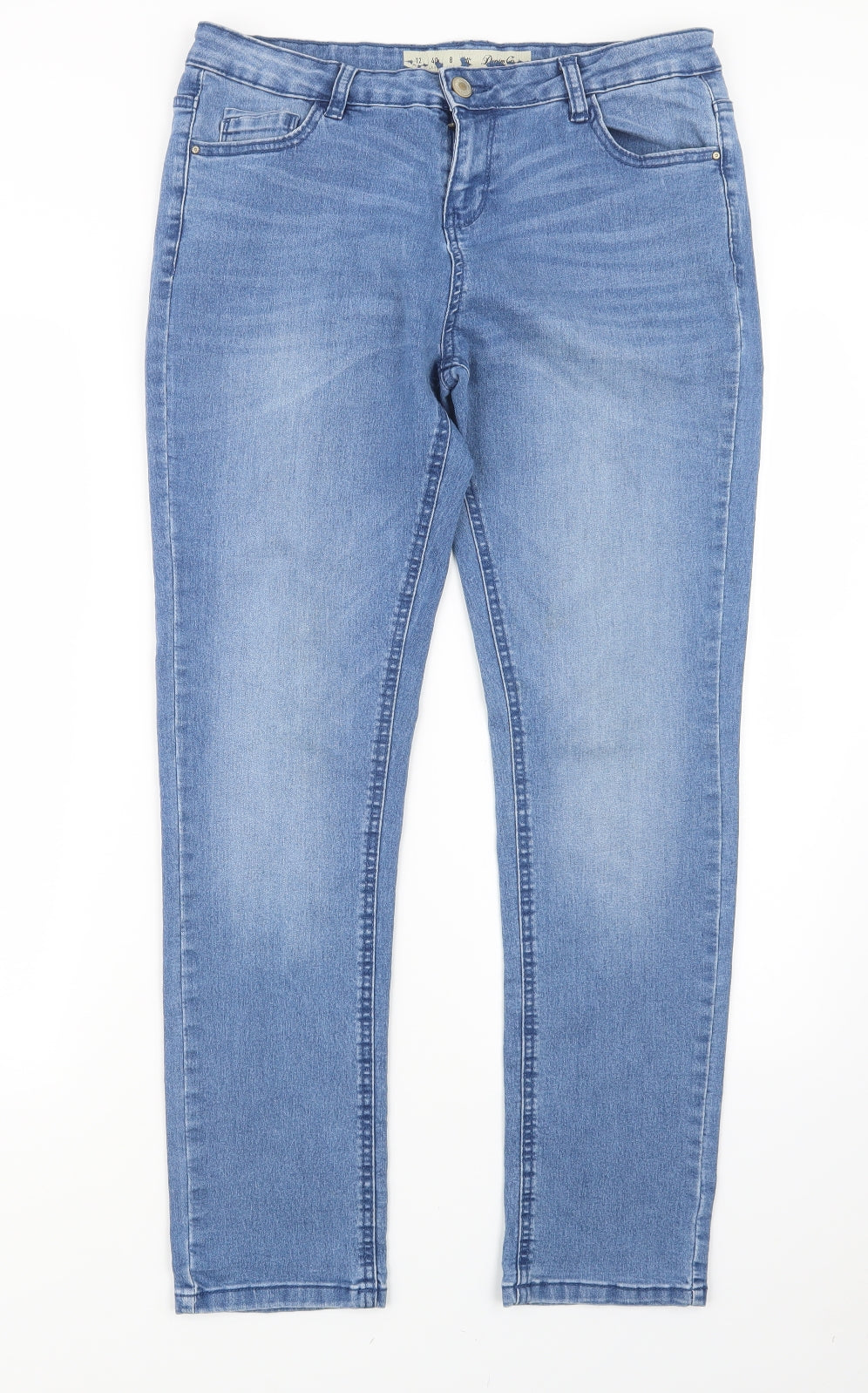 Denim Co. Womens Blue  Denim Straight Jeans Size 12 L29 in