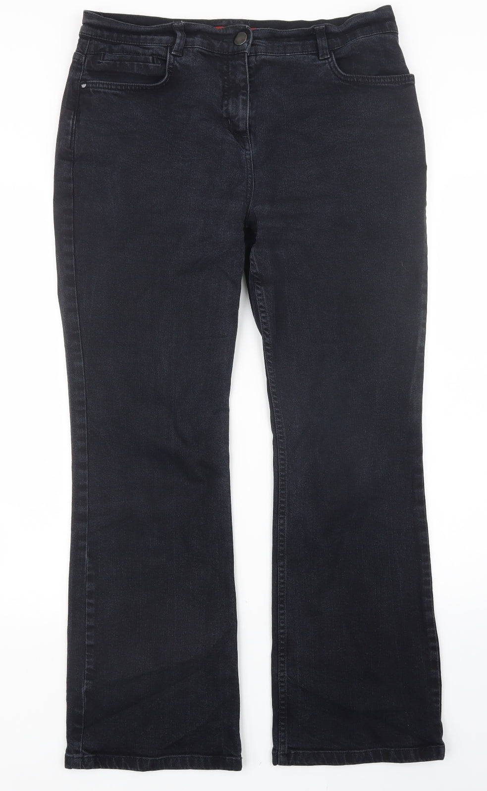Per Una Womens Black  Denim Straight Jeans Size 14 L29 in