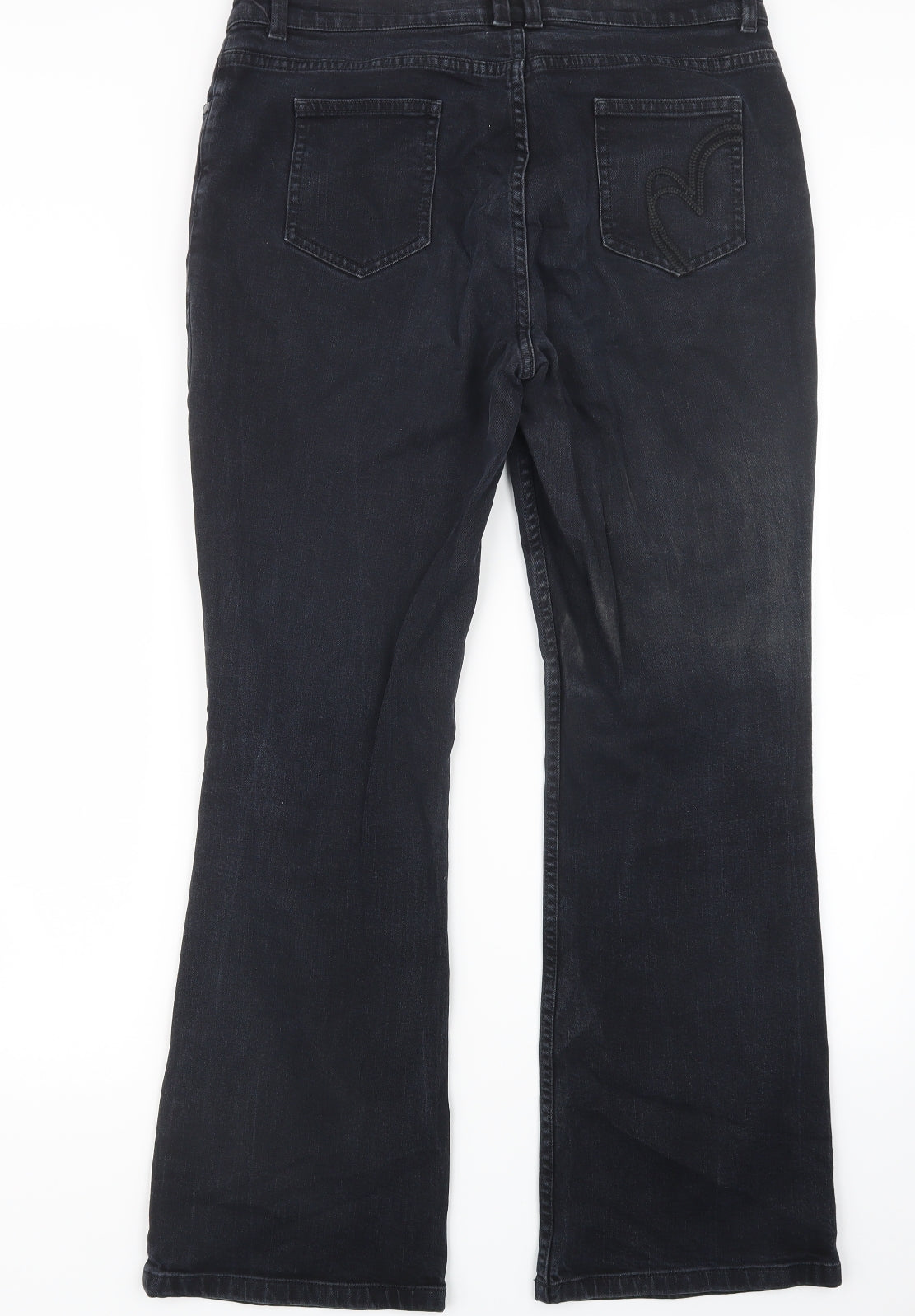 Per Una Womens Black  Denim Straight Jeans Size 14 L29 in
