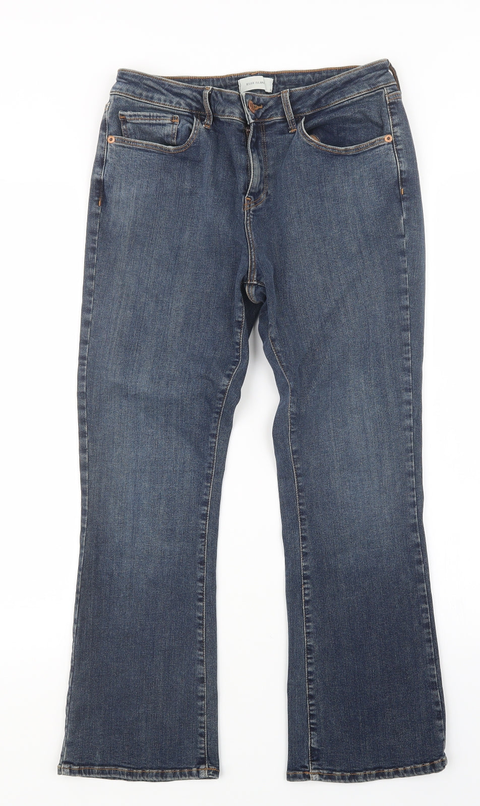 River Island Womens Blue  Denim Straight Jeans Size 12 L25.5 in