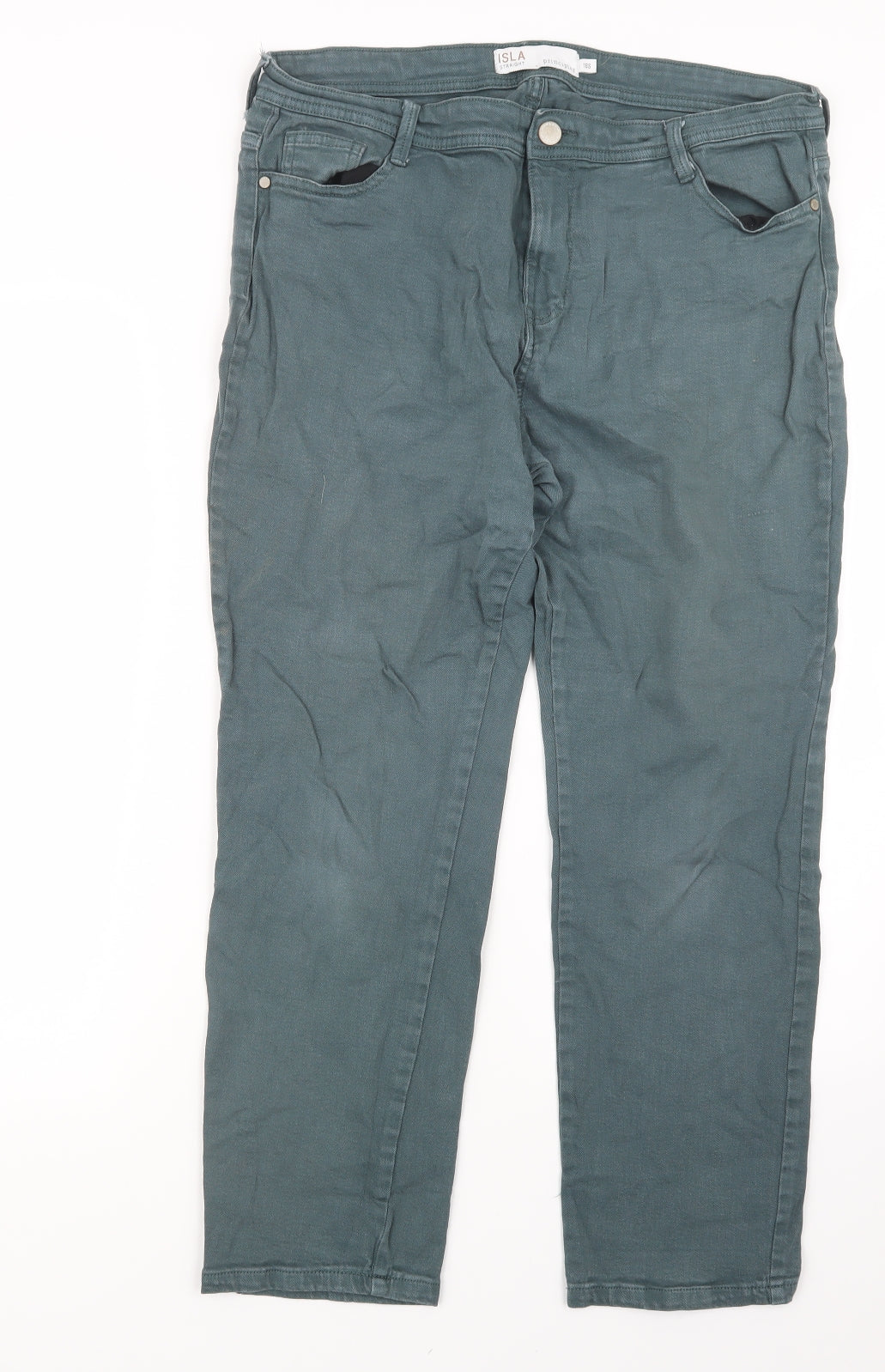 Principles Womens Green  Denim Straight Jeans Size 16 L26 in
