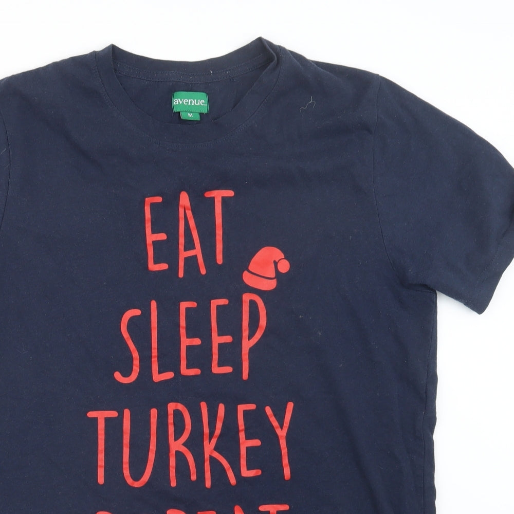 Avenue Mens Blue    T-Shirt Size M  - Christmas