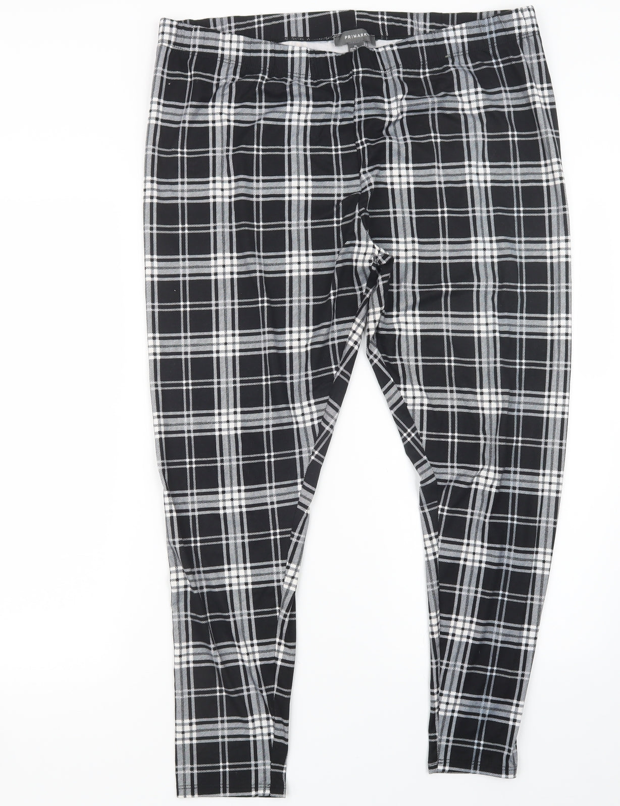 Primark Womens Black Check  Capri Leggings Size 10 L26.5 in