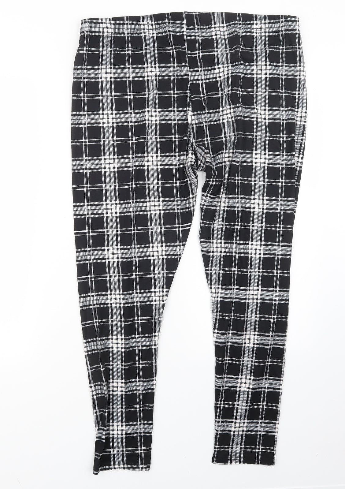 Primark Womens Black Check  Capri Leggings Size 10 L26.5 in