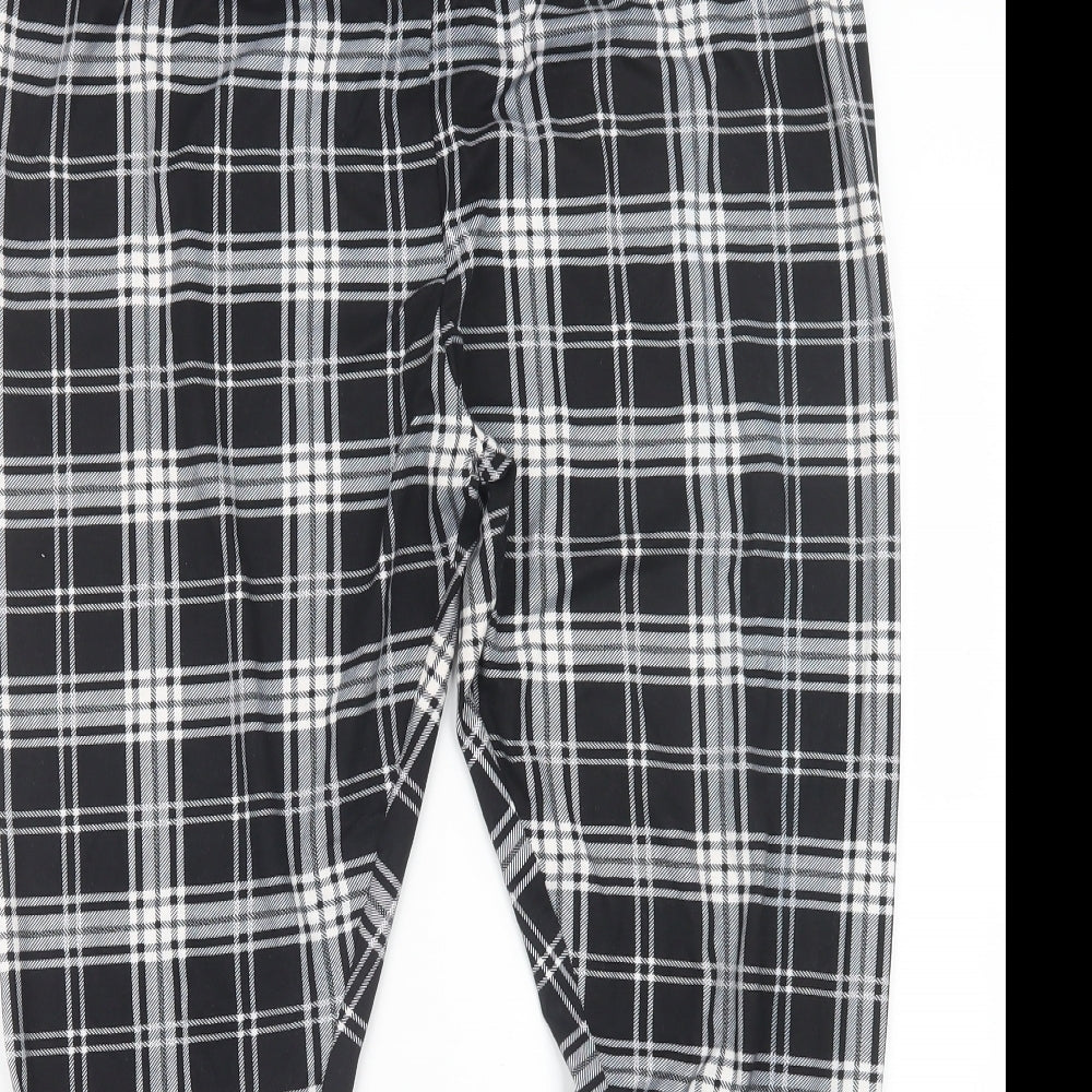 Primark Womens Black Check  Capri Leggings Size 10 L26.5 in