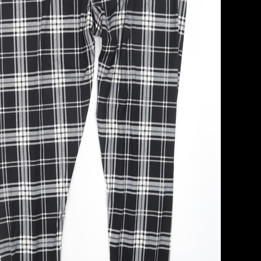 Primark Womens Black Check  Capri Leggings Size 10 L26.5 in