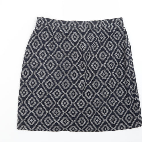 NEXT Womens Blue Geometric  Straight & Pencil Skirt Size 14