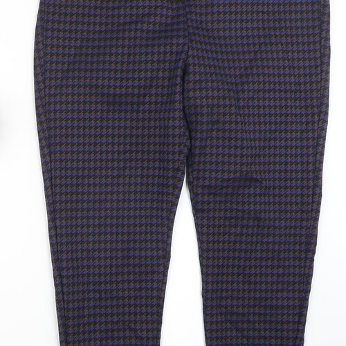 Marks and Spencer Womens Blue Houndstooth  Trousers  Size 16 L25.5 in