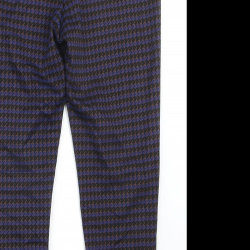 Marks and Spencer Womens Blue Houndstooth  Trousers  Size 16 L25.5 in