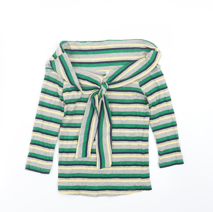 River Island Womens Green Striped Pullover Jumper Size 8