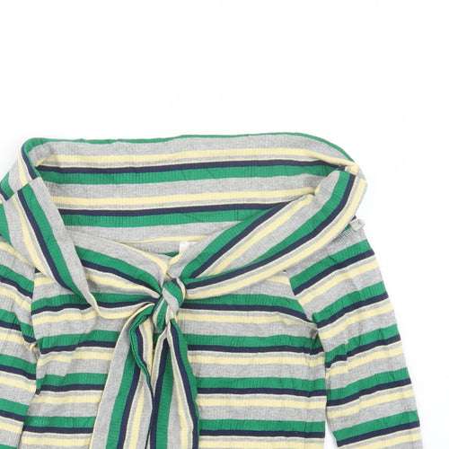 River Island Womens Green Striped  Pullover Jumper Size 8