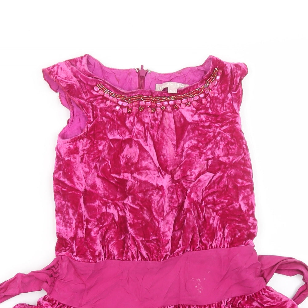 Jigsaw Girls Pink  Velvet A-Line  Size 6-7 Years