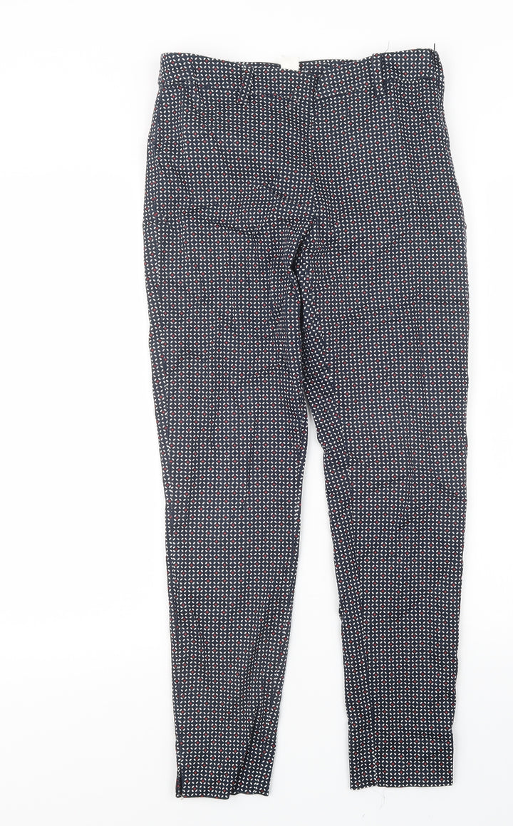 H&M Womens Blue Geometric  Trousers  Size 6 L27 in