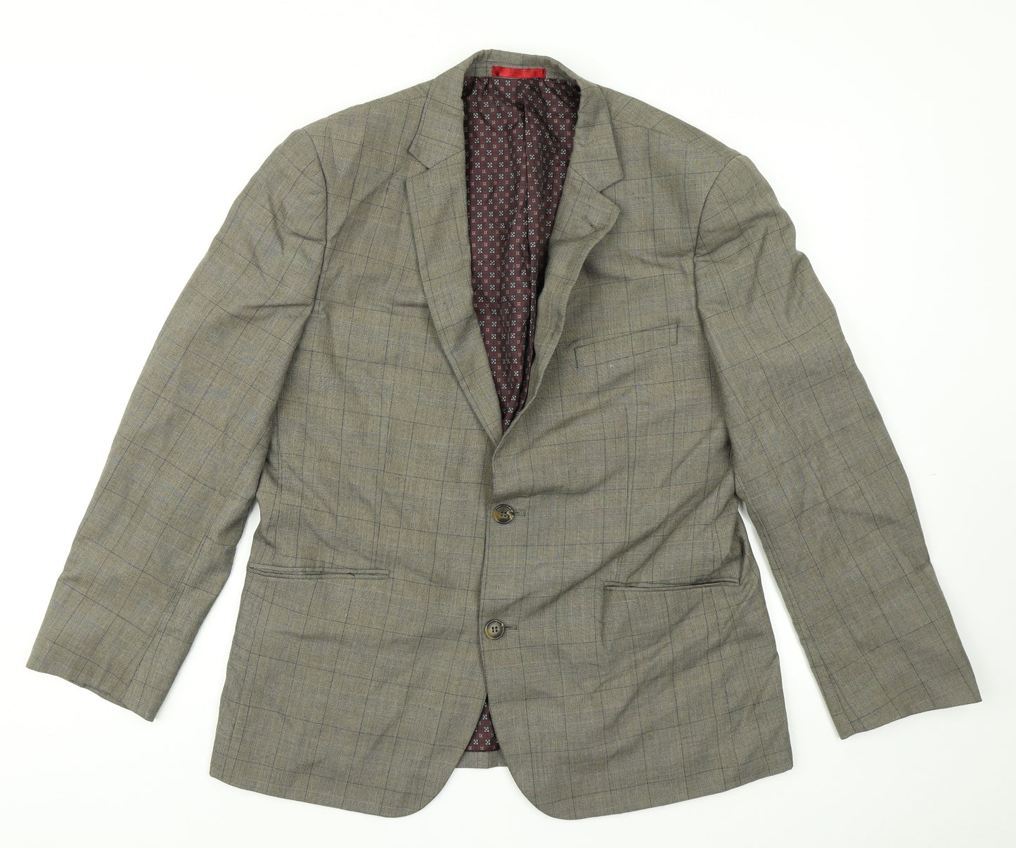 Greenwoods Mens Brown Plaid  Jacket Blazer Size 42