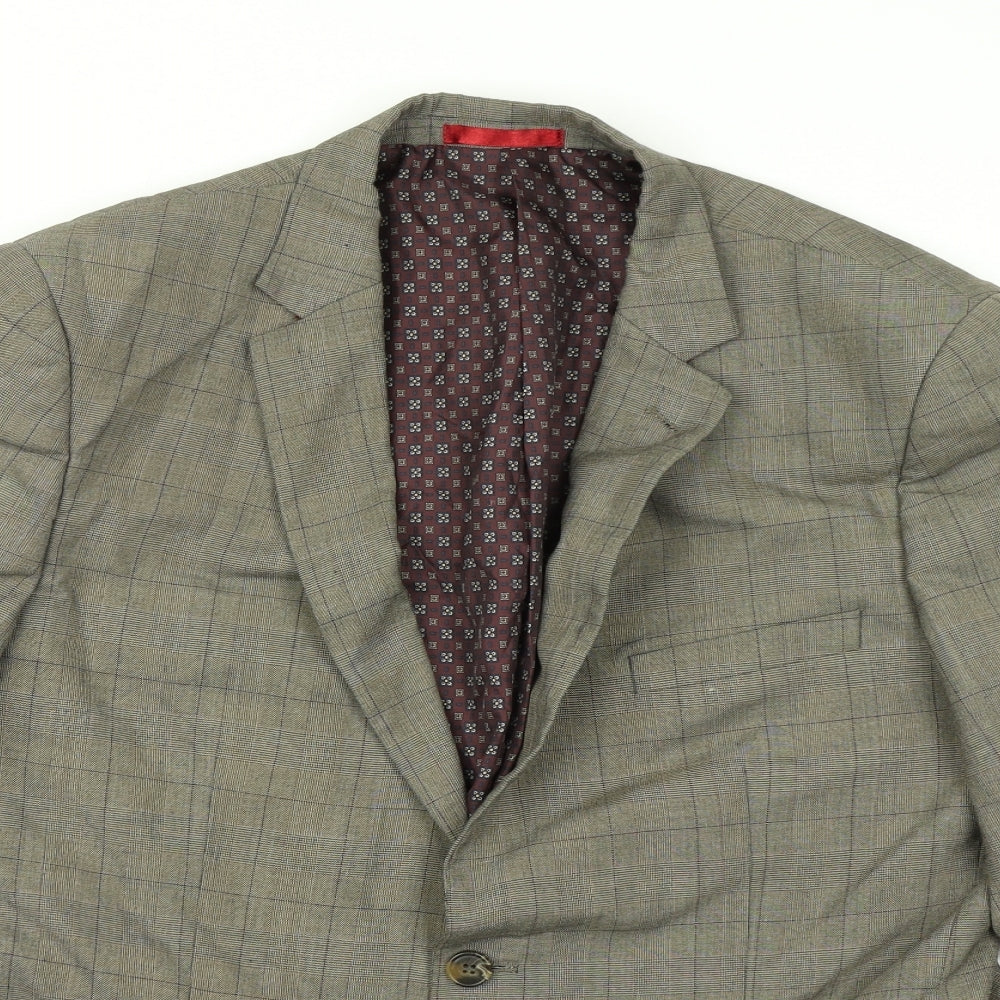 Greenwoods Mens Brown Plaid  Jacket Blazer Size 42
