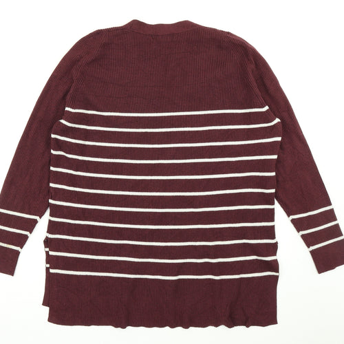 M&S Collection Womens Purple Striped Knit Pullover Jumper Size 16