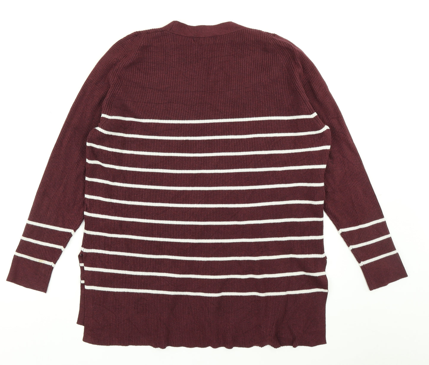 M&S Collection Womens Purple Striped Knit Pullover Jumper Size 16