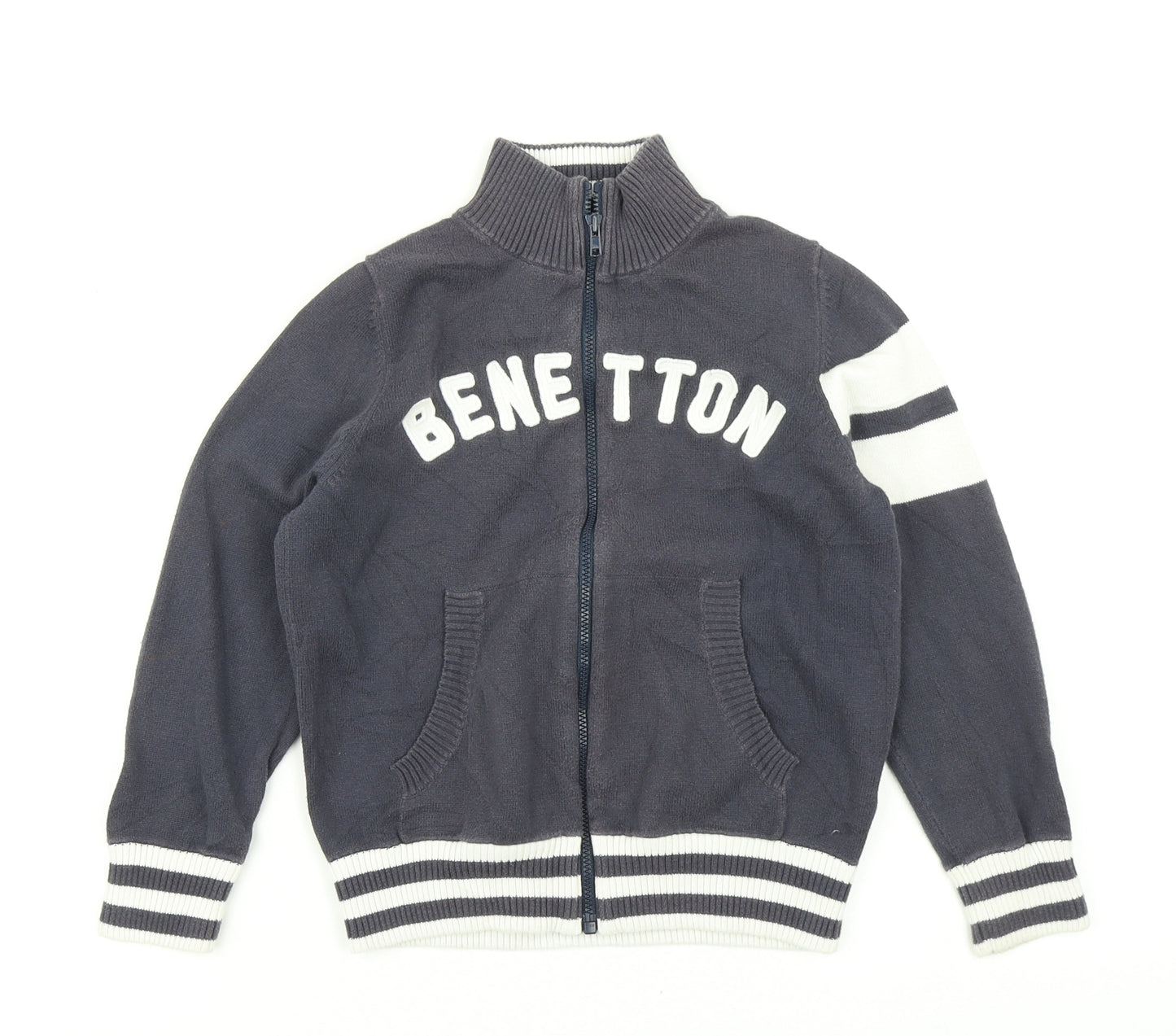 United Colors of Benetton Boys Blue Colourblock Knit Jacket  Size 6 Years