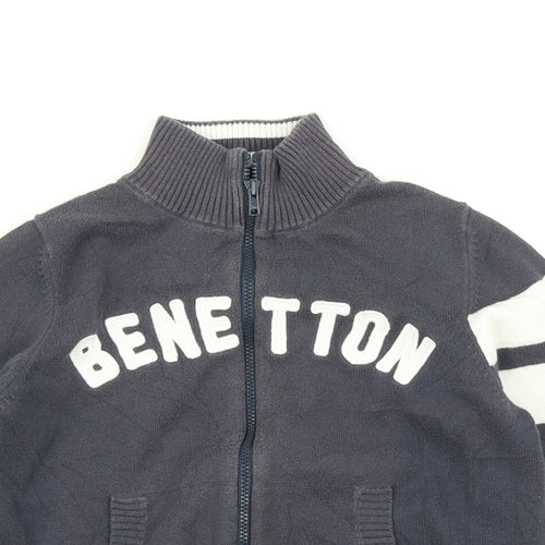 United Colors of Benetton Boys Blue Colourblock Knit Jacket  Size 6 Years