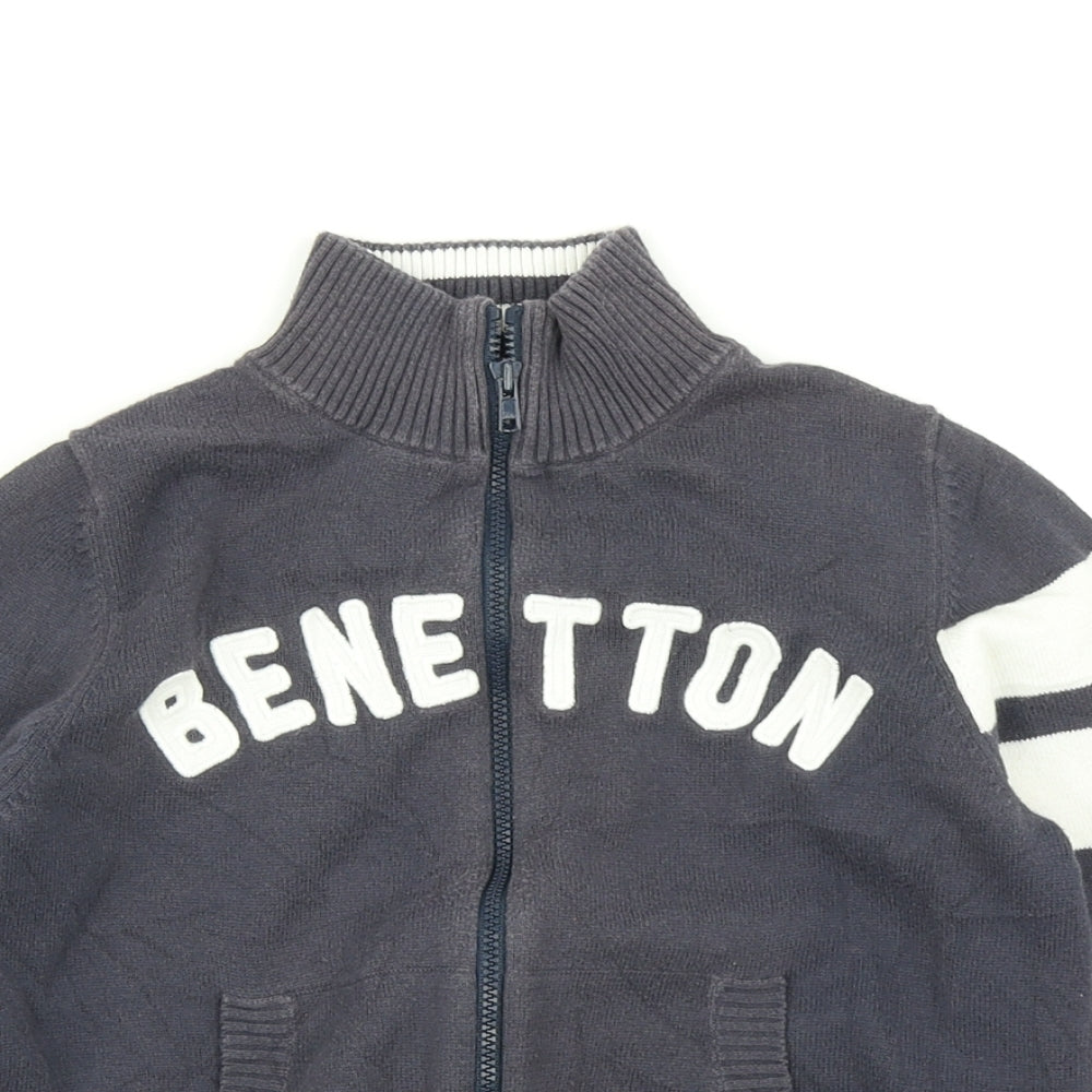 United Colors of Benetton Boys Blue Colourblock Knit Jacket  Size 6 Years