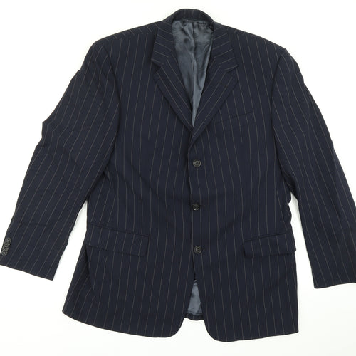Carl Gross Mens Black Striped  Jacket Blazer Size 38