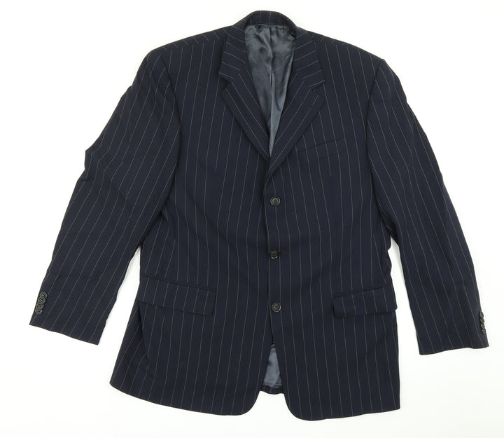 Carl Gross Mens Black Striped Jacket Blazer Size 38