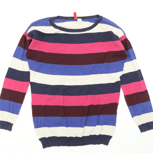 Divided Womens Purple Striped Knit Pullover Jumper Size XS