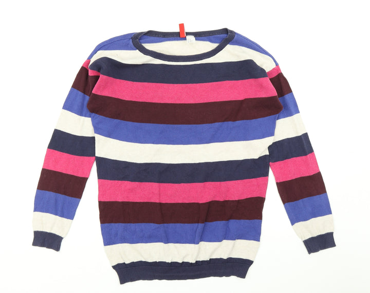 Divided Womens Purple Striped Knit Pullover Jumper Size XS