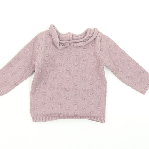George Girls Pink Polka Dot Knit Pullover Jumper Size 3-6 Months