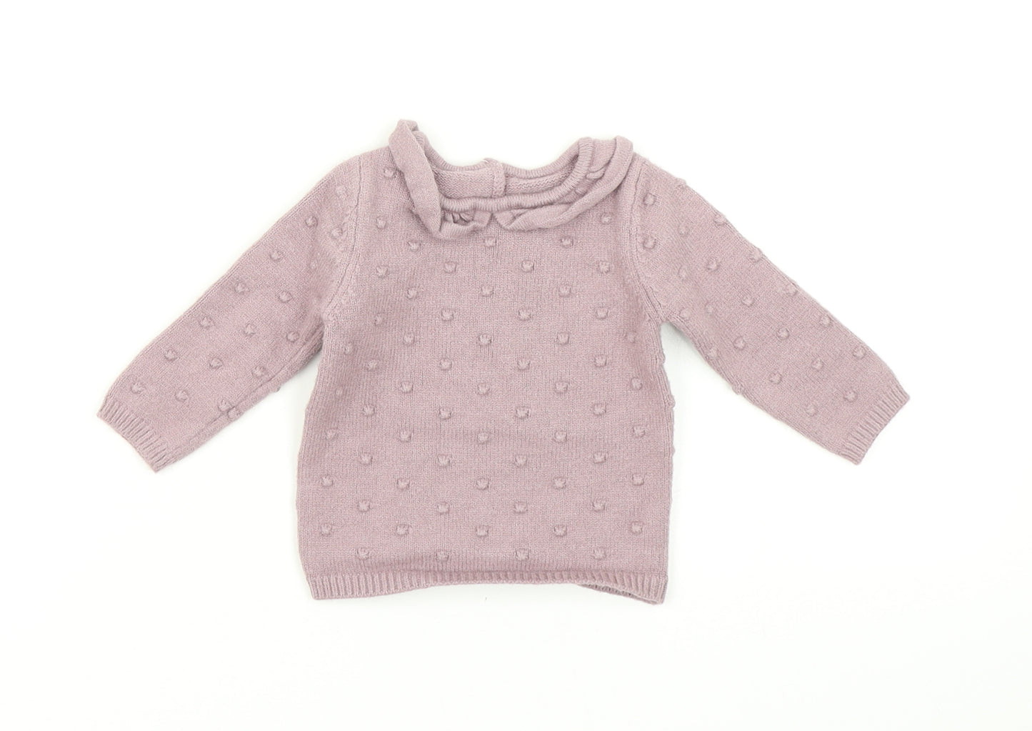 George Girls Pink Polka Dot Knit Pullover Jumper Size 3-6 Months