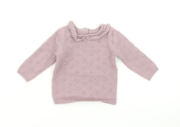 George Girls Pink Polka Dot Knit Pullover Jumper Size 3-6 Months