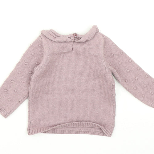 George Girls Pink Polka Dot Knit Pullover Jumper Size 3-6 Months