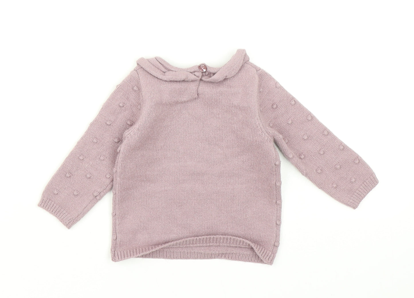 George Girls Pink Polka Dot Knit Pullover Jumper Size 3-6 Months