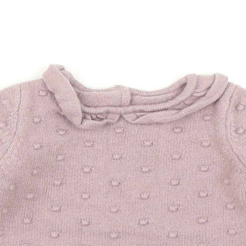 George Girls Pink Polka Dot Knit Pullover Jumper Size 3-6 Months