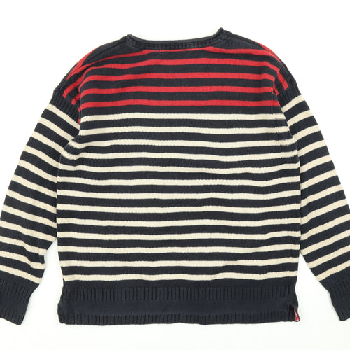 M&S Womens Blue Striped Knit Pullover Jumper Size 10