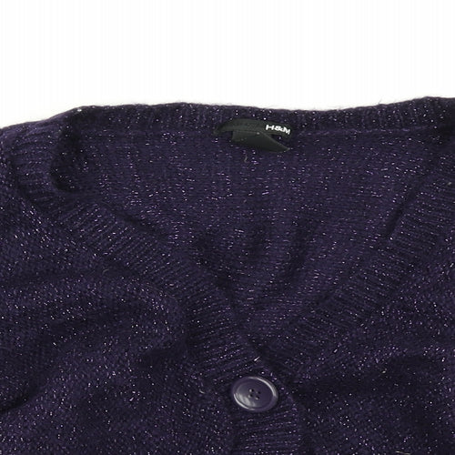 H&M Womens Purple  Knit Cardigan Jumper Size L