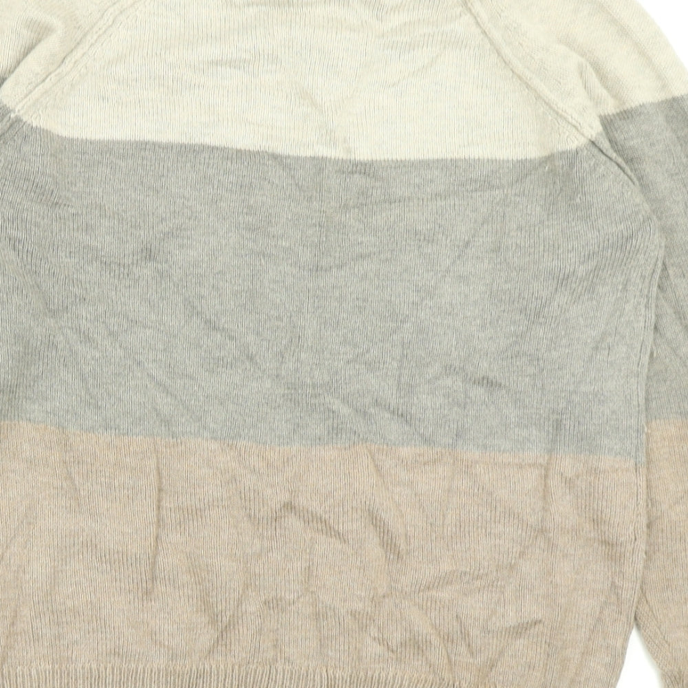 M&S  Mens Brown Striped Knit Pullover Jumper Size S
